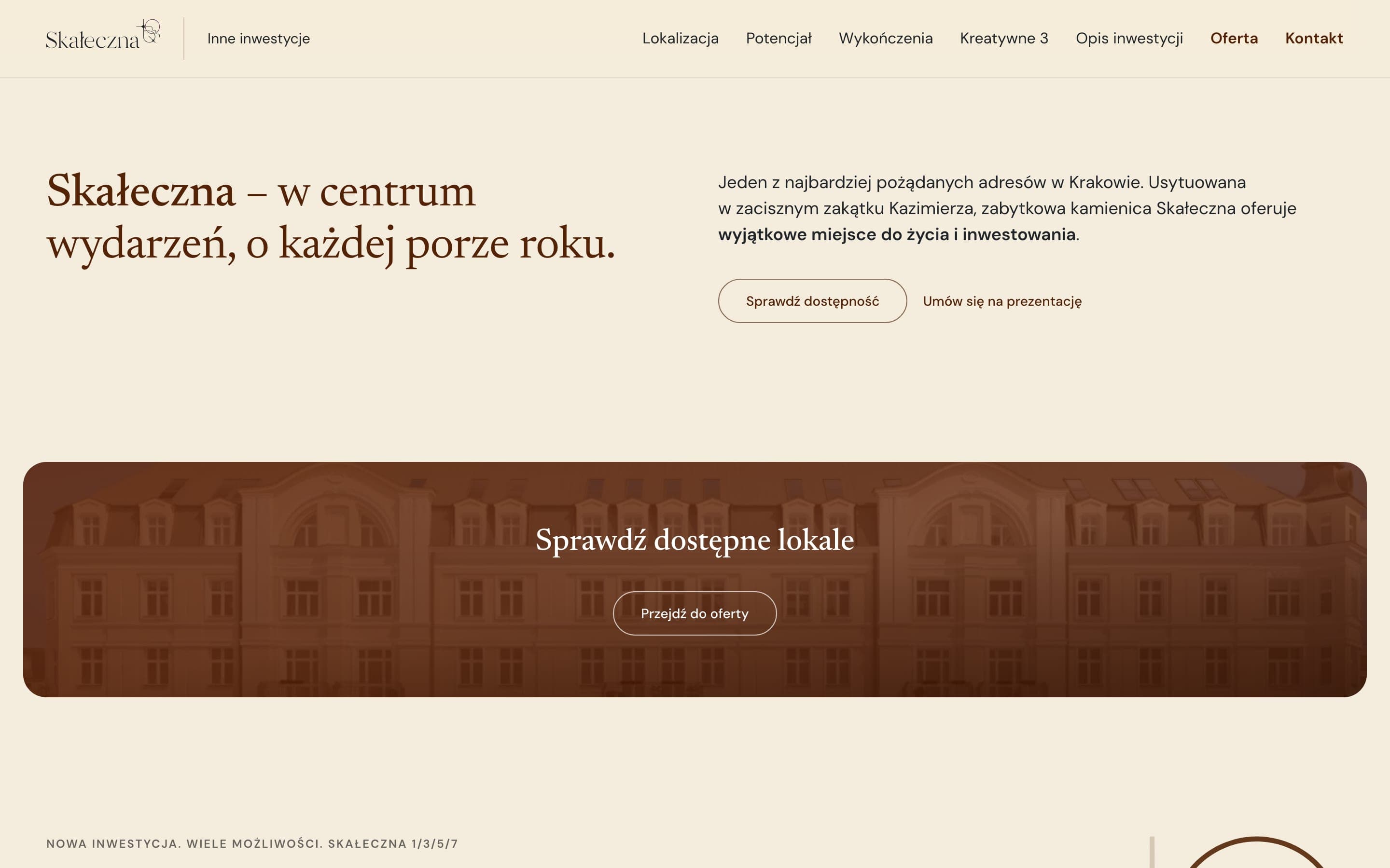 Skałeczna 1/3/5/7: home page on desktop