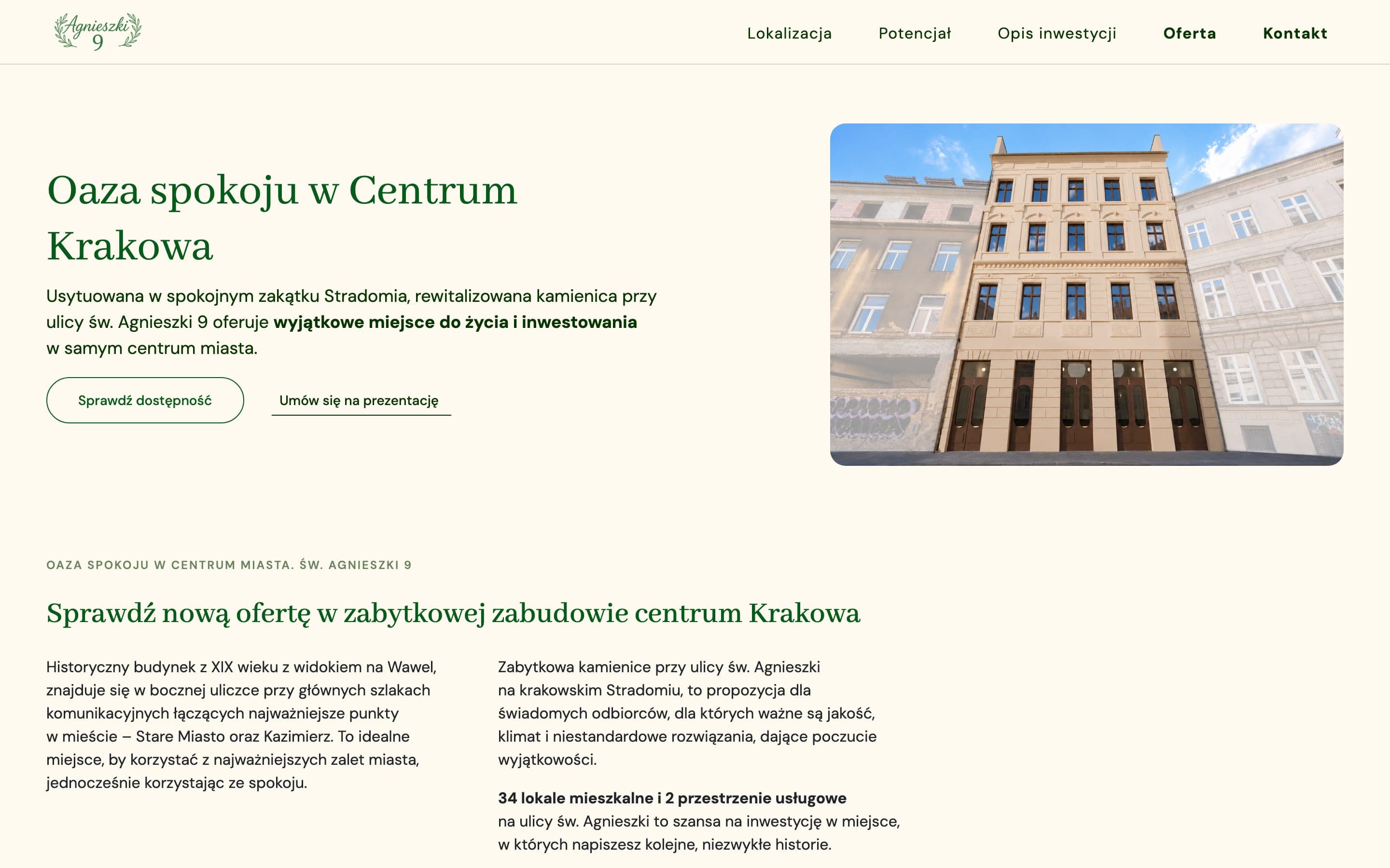 Agnieszki 9: home page on desktop
