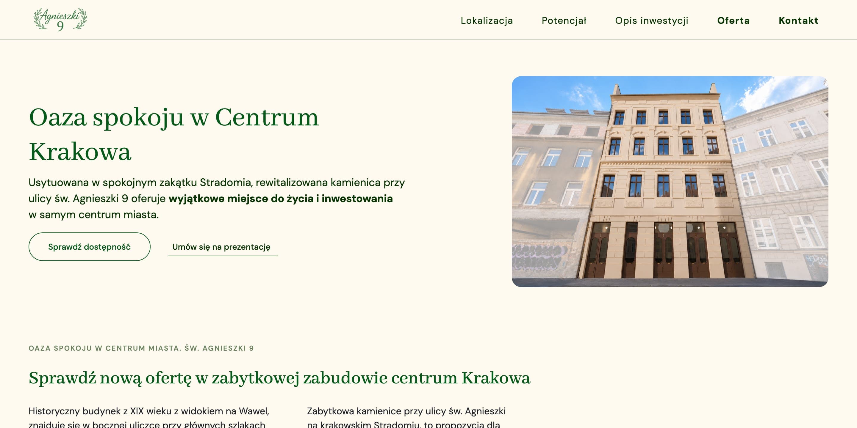 Agnieszki 9: home page on desktop